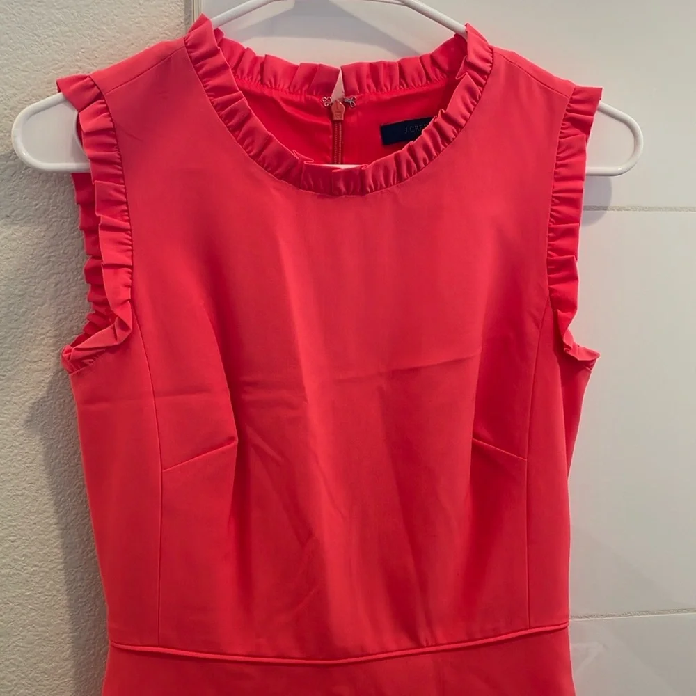 JCrew Ruffle-Trim Dress Neon Papaya - Picture 4 of 5